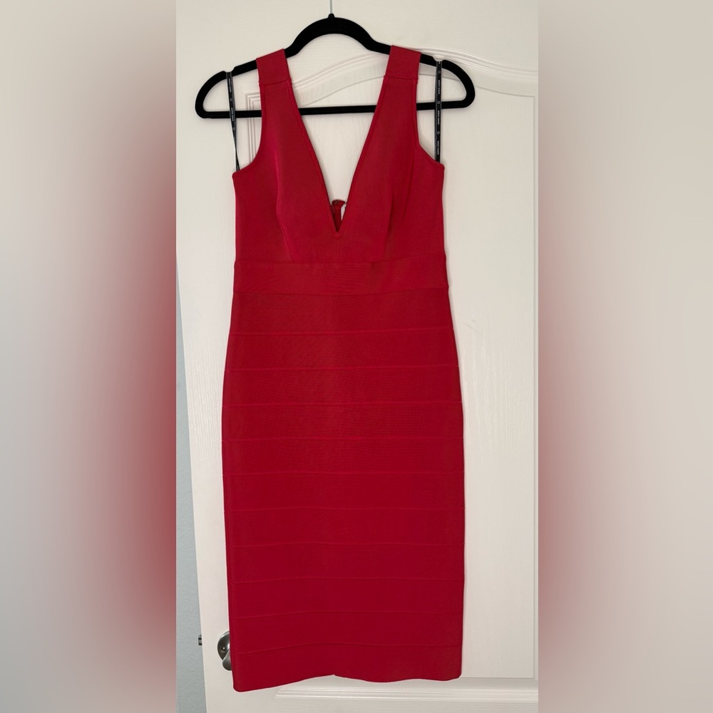 Herve Leger Icon Cocktail Dress - Lipstick Red